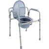 PEPE Mobility Comoda WC per Anziani, Sedia Portatile Regolabile, Grigia | Tre in Uno da Camera, Doccia o Rialzo, Secchio con Coperchio, Struttura in Acciaio Verniciato, Braccioli, Altezza 41 a 51 cm