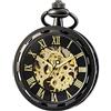SEWOR unico volto vento meccanico della mano orologio da tasca (nero)