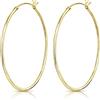 DTPsilver® Orecchini a Cerchio/Creoli - Argento 925 Placcato in Oro Giallo - Chiusura a Leva - Piccoli/Medi/Grandi - Spessore 1.2 mm - Diametro 40 mm