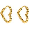 Purelei Bubble Heart Orecchini a cerchio - impermeabili | Orecchini a cerchio a forma di cuore con struttura a sfere in acciaio inox | Placcatura in oro 14K, argento & placcatura in oro rosa 18K |