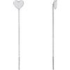 Aka Gioielli® - Orecchini Pendenti a Catenella con Cuore Bianco in Argento 925 Rodiato, Orecchini Infilatori Saliscendi Donna e Ragazza