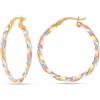 LeCalla 925 Argento 925 Orecchini a cerchio Gioielli Placcati oro 14K Tre toni Click-Top Leggero Design Italiano Orecchino a cerchio medio per donna 30 MM