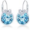 MICMIF Rotondo Orecchini Pendenti Donna con Zircone in Argento 925, Orecchini a Cerchio con Pietre Preziose Brillantini Grandi, Chiusura a Leva Gioielli Regalo per Fidanzata Moglie Mamma