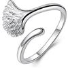 VIKI LYNN Gemshadow donne ragazze argento 925 ginkgo Leaf regolabile anelli di barretta