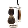 Edwin Jagger S81M582AMZ Set Da Barba Classico In Imitazione Corno Chiaro E Nichel Con Pennello Da Barba In Puro Tasso E Rasoio Mach 3 Per Crema Da Barba O Sapone Da Uomo