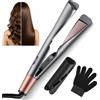 Aomig Mini Piastra per Capelli, Piastra per Capelli e Arriccia Capelli 2 in 1 con Ioni Negativi, Ferro Arricciacapelli da Viaggio Piastre per Styling Curve, Temperature Regolabile 100°C-230°C, Grigio