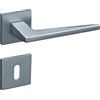 Gavroche Maniglia per porta in cromo opaco sottile rosetta quadrata BB per porte interne con molla di ritorno, set completo di maniglie