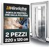 Hinrichs 2x Porta Antipolvere con Chiusura a Strappo - 220x120 cm - Copri Scarpiera con Cerniera - Antipolvere Casa - Copertura Scaffale - per ristrutturazioni, trasformazioni e restauri