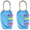 SagaSave Blocco password a 4 cifre, confezione da 2 lucchetti combinati con ruota colorata per valigie/cassetti/porte dell'armadio (blu)