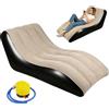 MeYuxg Divano Gonfiabile con Pompa,S Forma Sdraio Gonfiabile con rivestimento in Peluche,Portatile Campeggio Lettino Gonfiabile per Interni, Esterni, Casa, Viaggi e Feste in Spiaggia(Cachi)