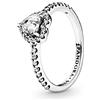 PANDORA Timeless Anello con cuore in rilievo in argento Sterling con zirconia cubica trasparente, 58