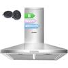 COMFEE' Cappa Aspirante 60 cm PYRA17SS-60 Acciaio Inossidabile Cappa Cucina con LED, Sistema di Ricircolo e Canalizzazione e Filtri a Carbone
