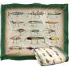 LOGOVISION Jq Licensing Antique Flyfishing Lure Panel Coperta super morbida al tatto setoso - 152 x 127 cm