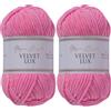 Utopia Crafts Velvet Lux Filato Chenille Vellutato - 2x100g, 220m, Super Morbido Chunky per Maglia e Uncinetto, 100% Poliestere OEKO-TEX, Coperte, Peluche & Deco (Rosa Tulipano)