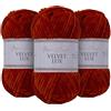 Utopia Crafts Velvet Lux Chenille 3×100g - Filato Morbidissimo per Uncinetto & Maglia, Coperte, Giocattoli, Amigurumi - Uncinetto 5,5mm, Morbido (Arancione Scuro)