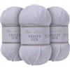 Utopia Crafts Velvet Lux Chenille 3×100g - Filato Morbidissimo per Uncinetto & Maglia, Coperte, Giocattoli, Amigurumi - Uncinetto 5,5mm, Morbido (Bianco)