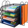 Relaxdays Portadocumenti, Metallo, A4, 4 Scomparti, 2 portariviste, HxLxP:33 x 40,5 x 33,5 cm, Organizer scrivania, Nero