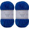 Utopia Crafts Velvet Lux Filato Chenille Vellutato - 2x100g, 220m, Super Morbido Chunky per Maglia e Uncinetto, 100% Poliestere OEKO-TEX, Coperte, Peluche & Deco (Blu Navy)