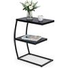 Relaxdays Tavolino da Divano a Forma di C, HLP: 58,5x47,5x25 cm, Tavolo Laterale da Salotto e Letto, Ferro e MDF, Nero