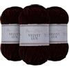 Utopia Crafts Velvet Lux Chenille 3×100g - Filato Morbidissimo per Uncinetto & Maglia, Coperte, Giocattoli, Amigurumi - Uncinetto 5,5mm, Morbido (Marrone Scuro)