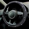 PTNKUIIY Coprivolante glitterato per donne e ragazze, 37-38 cm, con strass, universale, antiscivolo, traspirante, accessorio decorativo per auto, nero