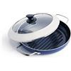 Blue Diamond Padella Antiaderente in Ceramica con Coperchio in Vetro da 28 cm con Infuso di Diamanti, Senza PFAS, per Grigliate, BBQ, Forno Sicuro, Blu