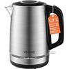 YASHE Bollitore Elettrico in Acciaio 1,7L, 2200W Bollitore Acqua Rapido con Filtro Anticalcare, Bollitore Senza Filo con Spegnimento Automatico e Protezione a Secco, Argento
