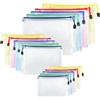 Brevanza 15 Pezzi Sacchetto di Zip A4 A5 A6, Borse di File Impermeabile, Mesh Sacchetto del Documento 5 Colori, Buste Portadocumenti per Documenti Uffici Forniture Materiale Scolastico e Cosmetici