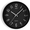 VERSA Raven Orologio da Parete Silenzioso e Decorativo, per Cucina, Soggiorno o Sala da Pranzo - Facile da Leggere, Misure (H x L x L) 20 x 4,3 x 20 cm, Polipropilene, Nero