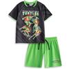 TEENAGE MUTANT NINJA Turtles Kit da calcio nero per ragazzi delle | Set pantaloncini verdi TMNT con Leonardo, Donatello, Michelangelo e Raffaello | Abbigliamento sportivo a maniche corte a fumetti