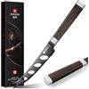 XINZUO 13cm Coltello da Formaggio Acciaio Damasco a 67 Strati -Lama Nera -punta a Forchetta -lama Seghettata e Antiaderente -per Formaggio, Burro, Frutta e Pane -Manico in Legno di Ebano