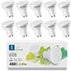 Aigostar Lampadina LED GU10 6W, Luce Bianca Fredda 6500K 480 Lumen, Angolo a Fascio 120-160 Gradi, Nessun Sfarfallio, Pacco da 10