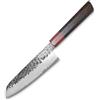 NIRO Coltello Professionale Giapponese Santoku in Acciaio Damascato, 67 Strati, Durezza 60 HRC, Manico Pregiato in Ebano e Sandalo, Bilanciamento perfetto, Resistente all'usura