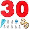 Wondora Grandi stampi antiaderenti silicone numeri set 30, 9 sacchetti da pasticceria con beccucci, per matrimonio, anniversario, torta compleanno, feste