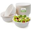Kleemeiero 50 Pezzi Ciotole di Carta Bagasse di Canna da Zucchero 500ML Ciotola per Zuppa Biologica Rotonda Bianca Biodegradabili e Compostabili Piatti Carta per Picnic Barbecue Feste