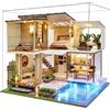 Spilay casa delle bambole in miniatura con mobili, artigianato in legno per casa delle bambole, mini kit fatto a mano, scala 1:24, idea creativa di regalo per camera da letto per adulti, amici e