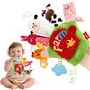 hahaland Giochi Sensoriali Neonati 6 Mesi, Guanto Marionetta della Fattoria Interattivi Gioco Montessori 6 Mesi, con Sonaglio/Specchio, Tummy Time Neonato 3 6 9 12 Mesi
