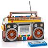 HIGH GODO Set di mattoncini per radio vintage, 554 pezzi, set di mini mattoncini da costruzione per radio classica, studio musicale, display creativo, decorazione per la casa, regalo per adulti o