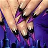 Viugex 24 pezzi Halloween Press on Nails Lunghi Stiletto Lilla Glitter Pipistrello Artificiale Chiodi French Da Applicare, Full Cover Unghie Finte Mandorle Lucide Finte per Donna