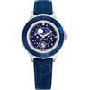 Swarovski Orologio Octea Moon, Fabbricato in Svizzera, Luna, Cinturino in pelle, Blu, Acciaio inossidabile