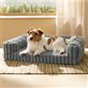 Bedsure Cuccia Ortopedica per Cani Media - 76x51x16,5cm Letto Ortopedico in Memory Foam con Bordi, Impermeabile, Base Antiscivolo e Fodera in Velluto a Coste Sfoderabile, Grigio caldo