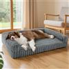 Bedsure Cuccia Ortopedica per Cani Grandi - 89x64x18cm Letto Ortopedico in Memory Foam con Bordi, Impermeabile, Base Antiscivolo e Fodera in Velluto a Coste Sfoderabile, Grigio caldo