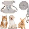 Norhogo Pettorina per conigli, guinzaglio regolabile per conigli, gatto, piccoli animali, 27-35 cm, 1,20 m (S, grigio)