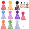MUU Set di 10 cappellini da festa Mini Cappelli da Festa piccoli cappelli a forma di cono con Pompon Fascia Regolabile Colorati per Compleanno Animali Giocattolo Cani e Gatti