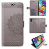betterfon Samsung Galaxy A51 - Custodia a portafoglio con chiusura magnetica, per Samsung Galaxy A51 SM-A515, colore: Grigio Mandala