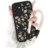 Kueqeay Cover con Cordino per Samsung Galaxy A54 5G, Silicone Custodia Aesthetic Fiore Nero Donne Mädchen Modello Disegni Collana Universale Protezione Fotocamera Antiurto Case, 01