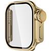 Leotop Compatibile con Apple Watch 49 mm Series Ultra 2/1, ultra sottile PC opaco, paraurti sottile con pellicola protettiva in vetro. (oro, 49 mm Series Ultra 2/1)