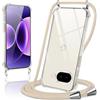 Kilbnom Cover per Google Pixel 9a 5G con Cordino, Trasparente Custodia con Laccio Tracolla Cellulare Girocollo Collana Corda Catena Cinghia, Ultra Morbido Silicone TPU Antiurto Case, Cachi