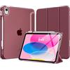 MoKo Custodia per iPad 11 Pollici (A16) 11a Generazione, iPad 10a Gen 10,9 2022 con Portapenna, iPad 10a Gen Cover Trifold Sottile e Leggera con Retro in PC Rigido Traslucido, Vino Rosso
