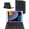 Nsyee Custodia per tastiera da 10,2 e 10,5 pollici con touchpad compatibile con 9a 2021/8a 2020/7a generazione 2019, iPad Air 3 2019, iPad Pro 2017 da 10,5 pollici, tastiera Bluetooth staccabile con